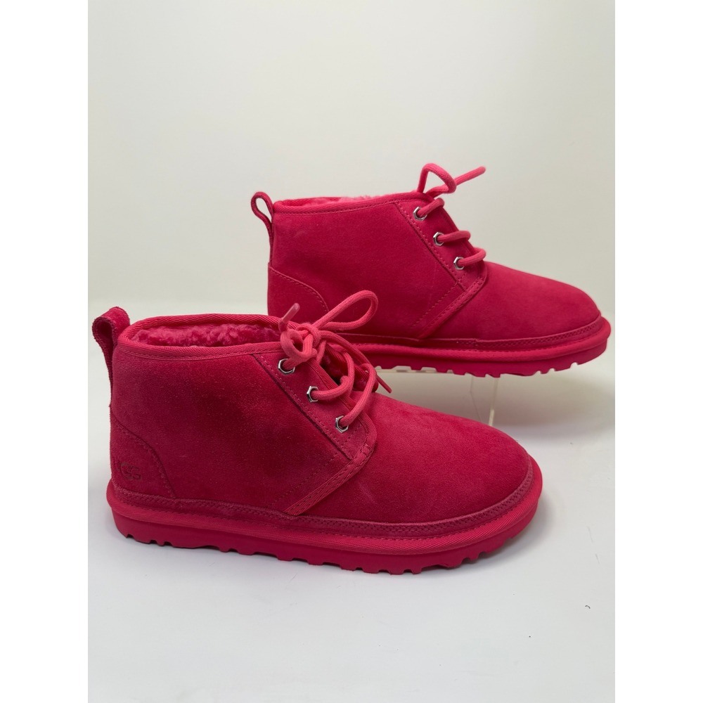 UGG Neumel Womens Size 7 Pink Glow Suede Lace Up Ankle Boots 1094269 NWOB